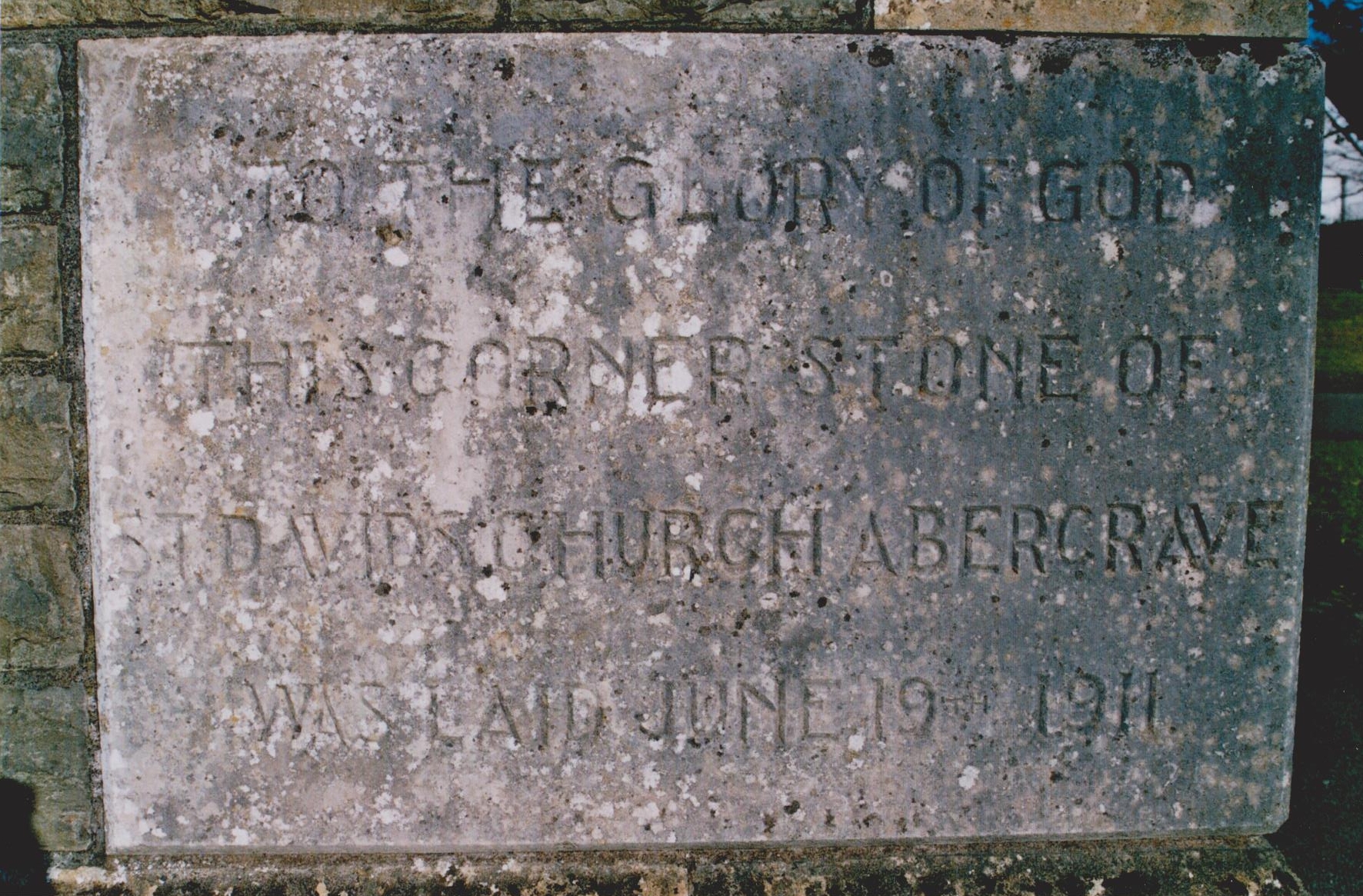 Saint David's, Abercrave, corner stone