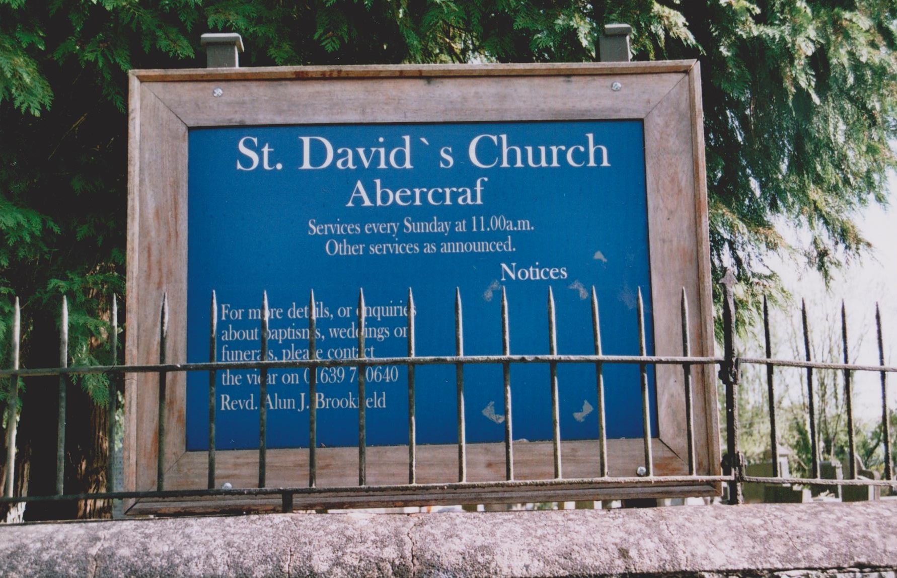 Saint David's, Abercrave, notice board
